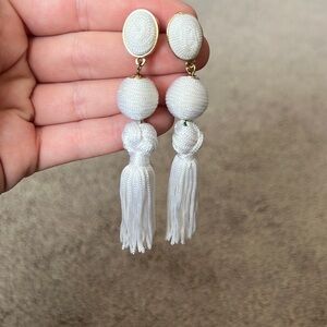 White tassel drop earrings